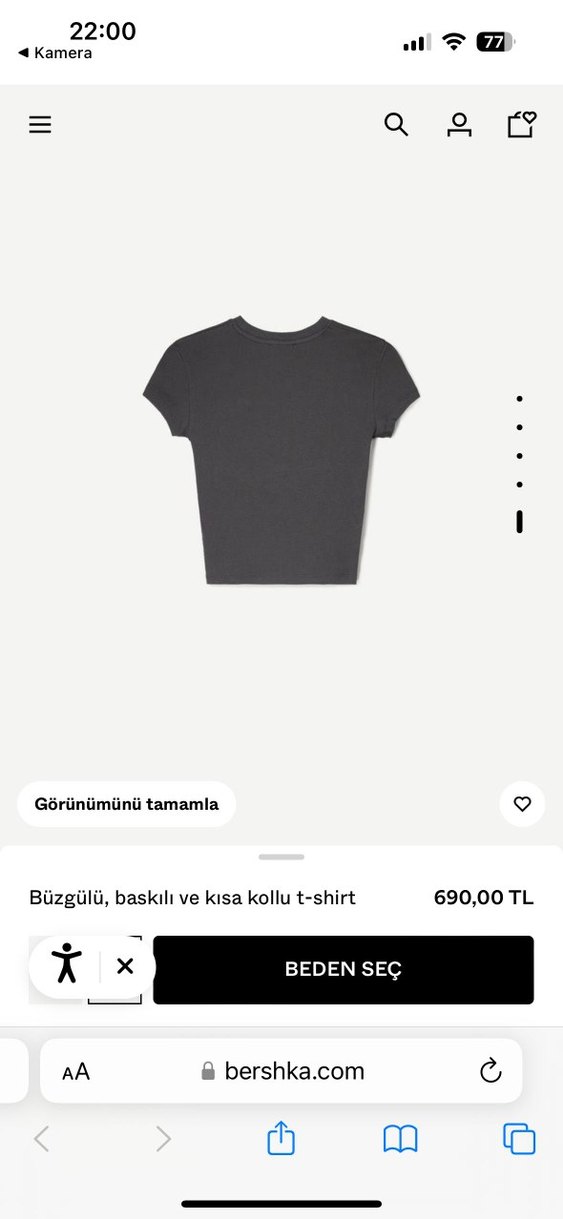 Bershka kadın büzgülü t-shirt - Görsel 4