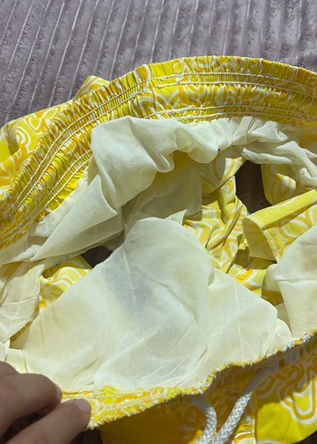 Renkli Sarı Bağcıklı Mini Şort ORJİNAL - Görsel 8