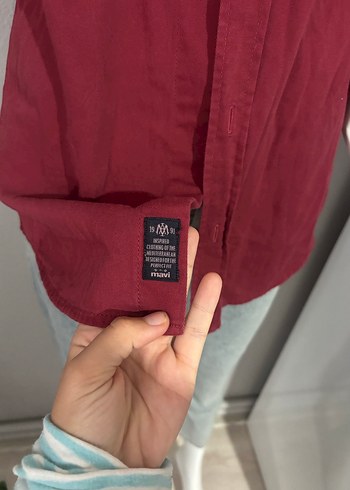 Mavi Bordo Düğmeli Kadın Salaş Gömlek