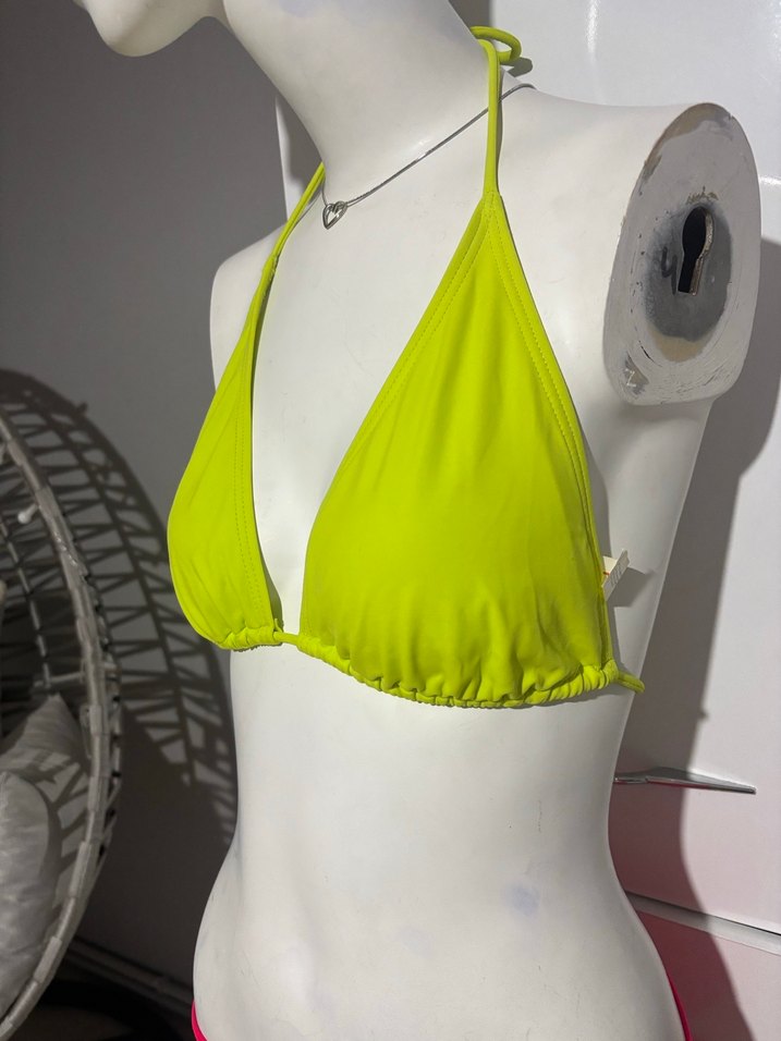 Fosforlu Sarı Mini İpli Bikini Üstü - Görsel 2