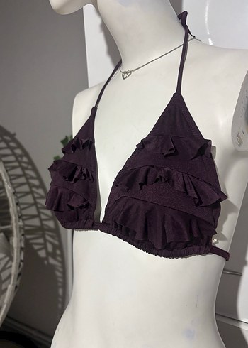 Kadın Mor Fırfırlı Bikini Üstü - Görsel 2