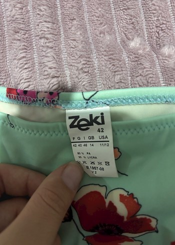 Turkuaz Çiçek Desenli Bohem Bikini takımı - Görsel 4