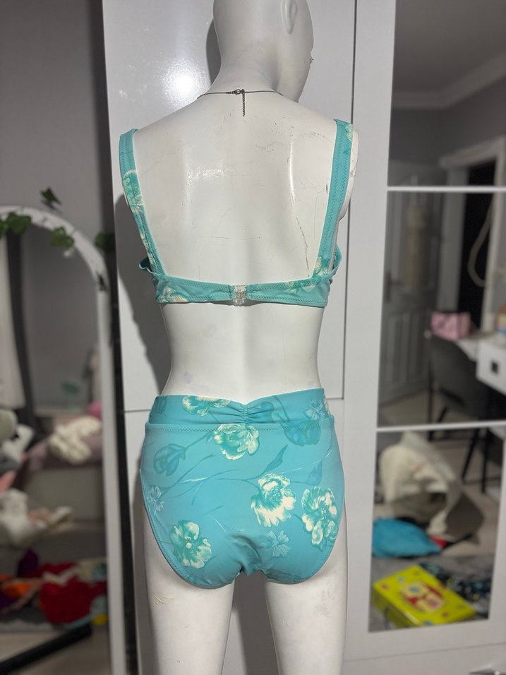 Turkuaz Bağlamalı Mini Bikini Takımı - Görsel 2