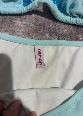 Turkuaz Bağcıklı taşlı Mini Bikini Takımı - Görsel 3