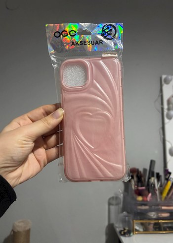 Parlak Pembe Kalp Desenli İphone 14/15Plus Kılıf - Görsel 2