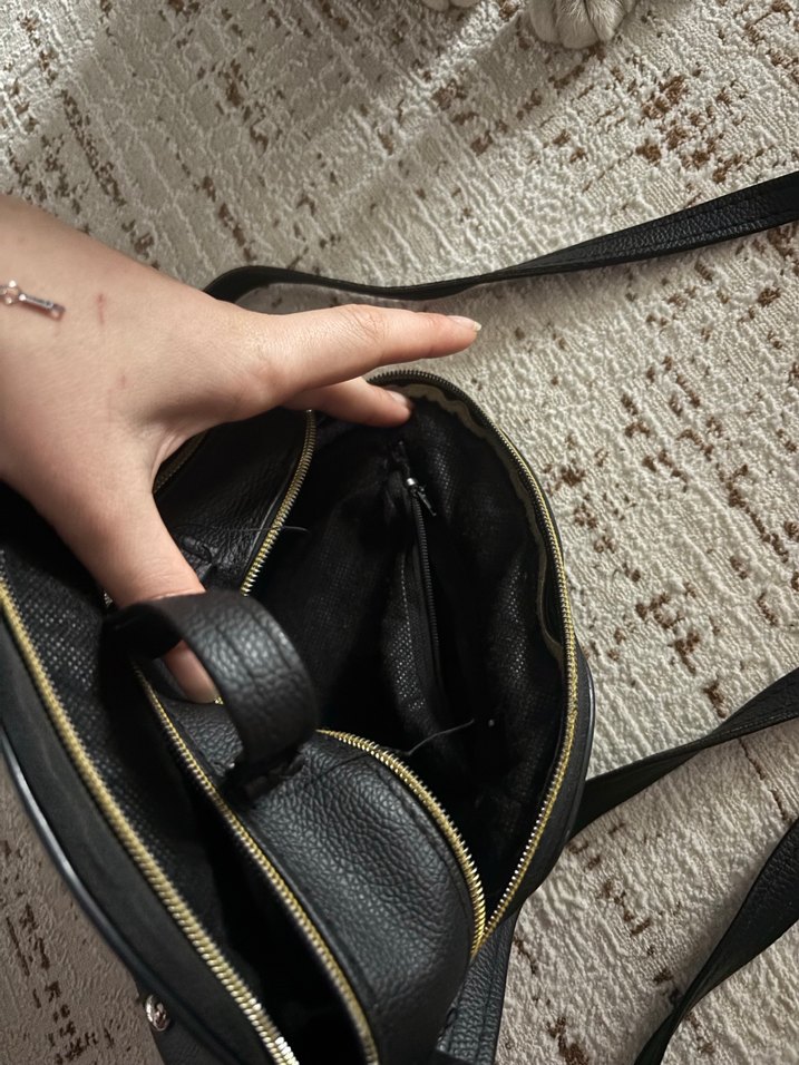 Siyah Deri Kayışlı Punk Çanta - Görsel 3