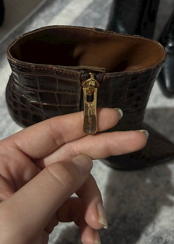 Parlak Timsah Desenli Sivri Burun Topuklu - Görsel 10