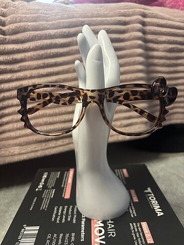 Leopar Desenli Camsız Hello Kitty Gözlük