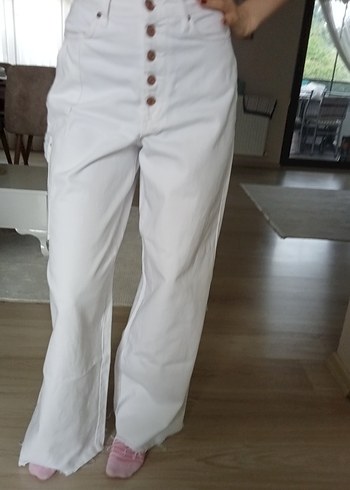 Trendyol Jean beyaz bol paça pantolon