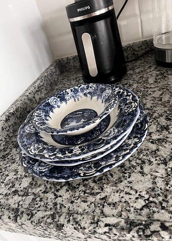 Karaca Karaca Mavi Desenli Yemek Tabağı Seti