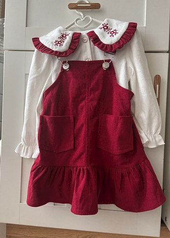 Bordo Fırfırlı Kız Çocuk Elbisesi