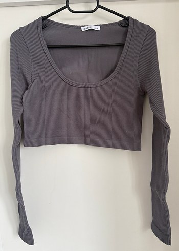 Kadın Bej Uzun Kollu Crop Top - Görsel 2