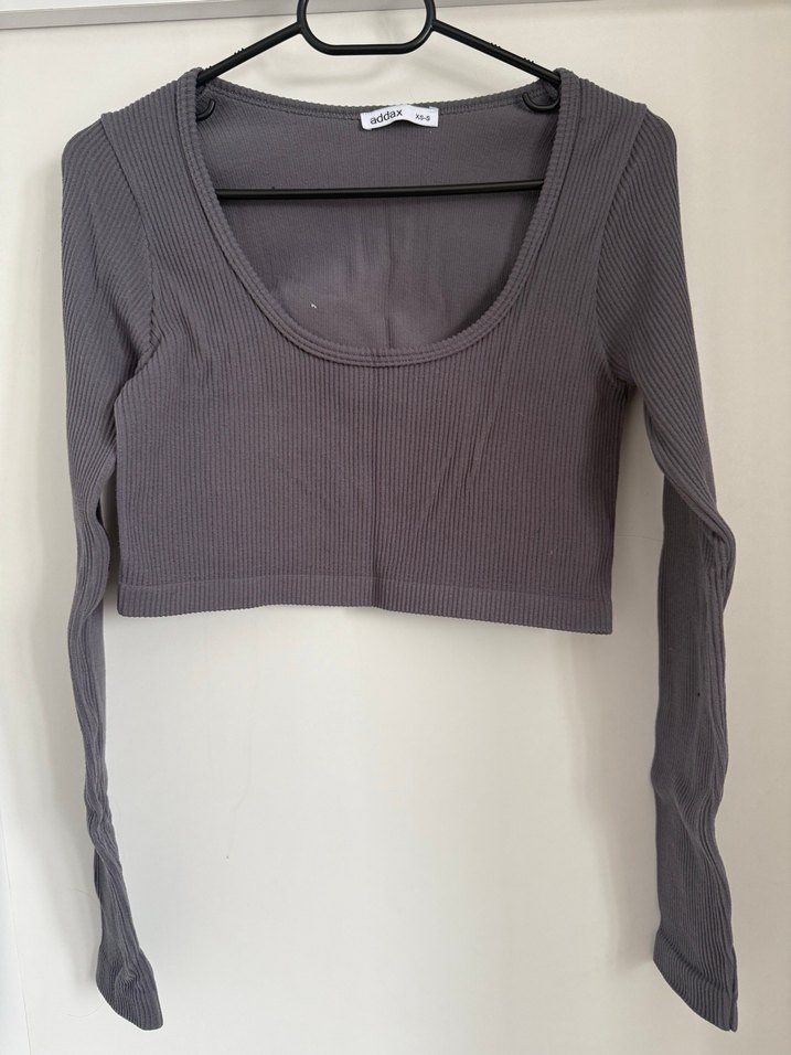 Kadın Bej Uzun Kollu Crop Top - Görsel 2