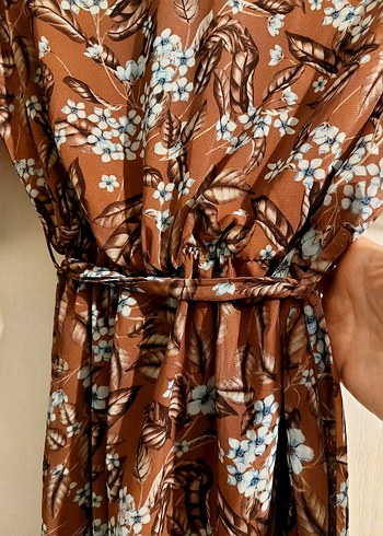 Bohem Rüzgârı Uzun Kahverengi Elbise - Görsel 3