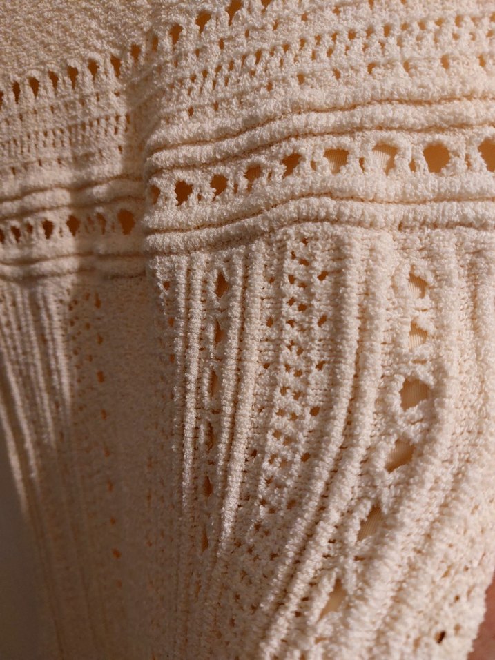 Bej Örgü Kısa Kollu Elbise - Görsel 2