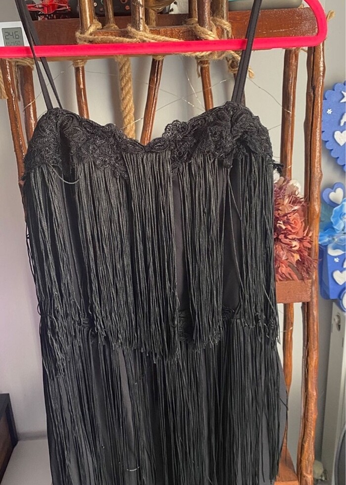 Fabrika marka püsküllü elbise - Görsel 2