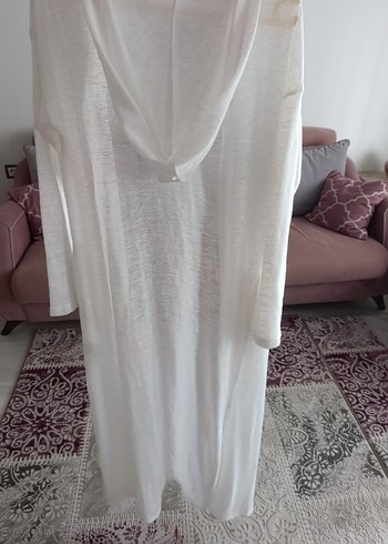 Bohem Tarz Uzun Beyaz Kadın hırka - Görsel 3