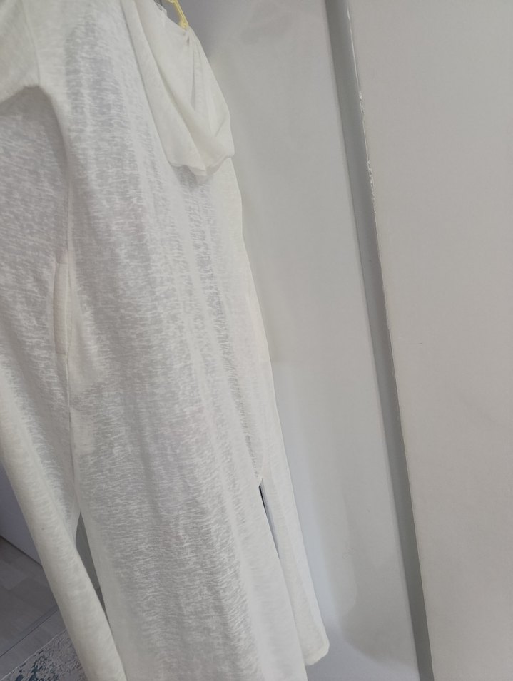 Bohem Tarz Uzun Beyaz Kadın hırka - Görsel 4