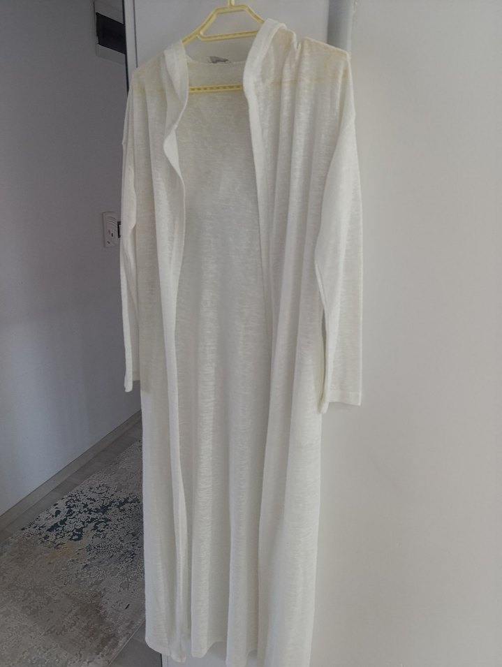 Bohem Tarz Uzun Beyaz Kadın hırka - Görsel 5