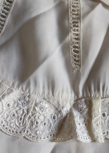 Dantel Detaylı Beyaz Kadın Gömlek - Görsel 6