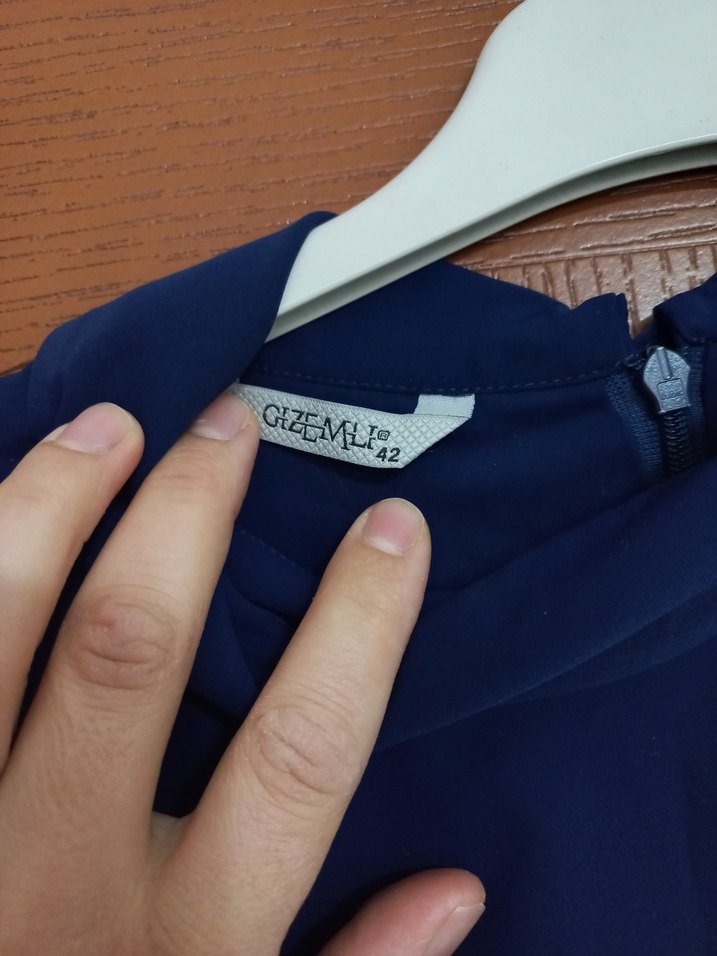 Uzun Kollu Mavi Salaş Tunik - Görsel 3