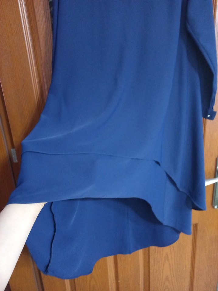 Uzun Kollu Mavi Salaş Tunik - Görsel 4