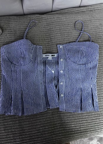 Mavi Çizgili Mini Korset - Görsel 3