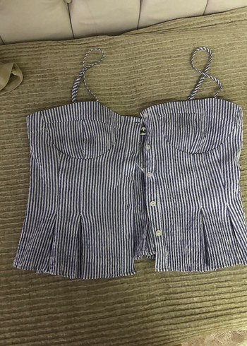 Mavi Çizgili Mini Korset - Görsel 4