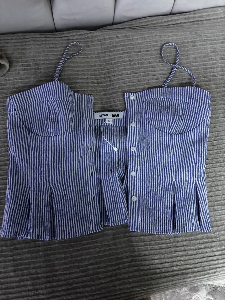 Mavi Çizgili Mini Korset - Görsel 3