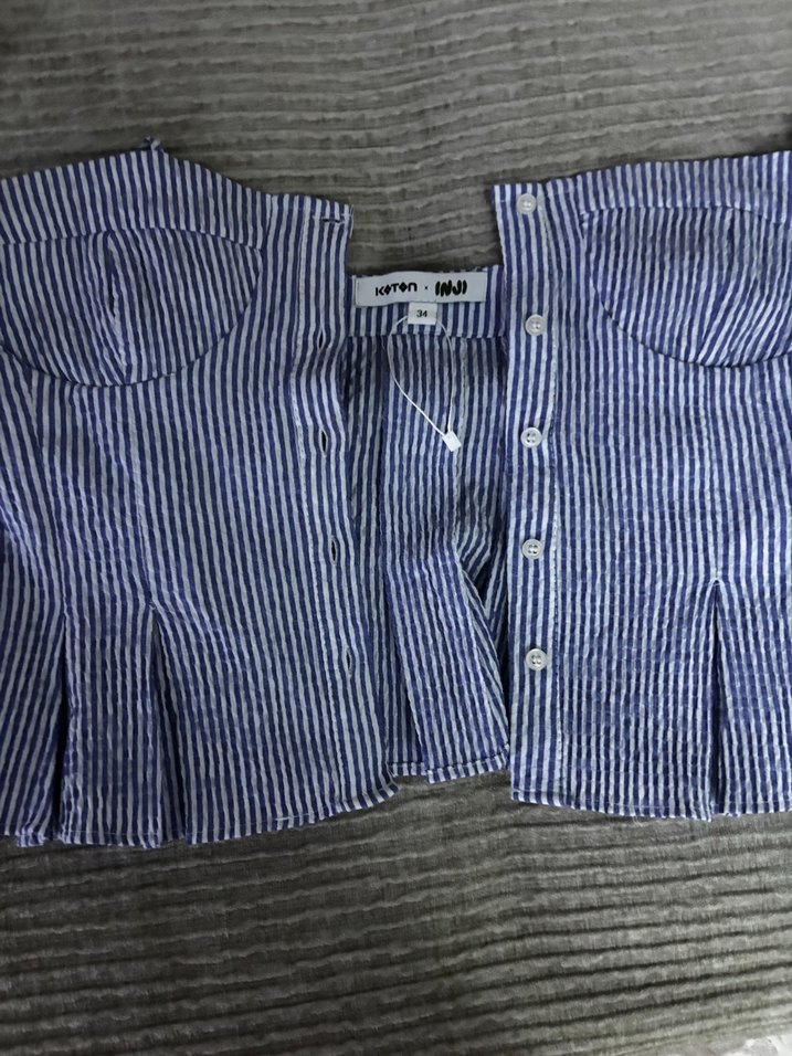 Mavi Çizgili Mini Korset - Görsel 2