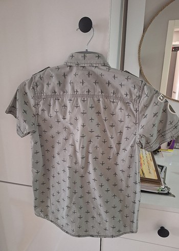 LC Waikiki Erkek Gri Kısa Kollu Baskılı Gömlek
