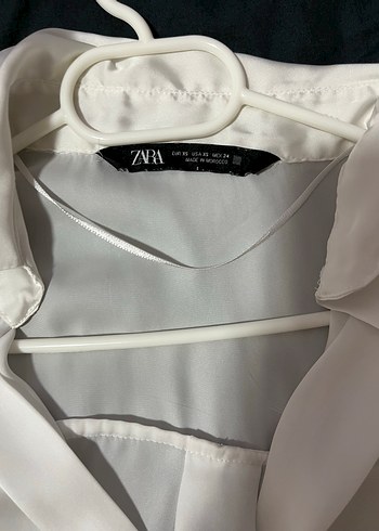 s Beden Saten Beyaz Kadın Gömlek zara
