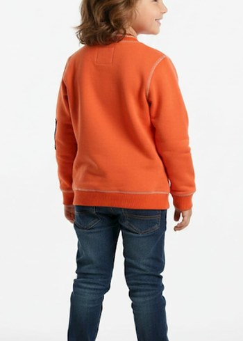 %100 Pamuklu Turuncu Çocuk Sweatshirt - Görsel 2