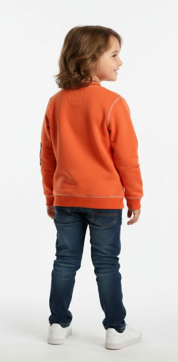 %100 Pamuklu Turuncu Çocuk Sweatshirt - Görsel 2