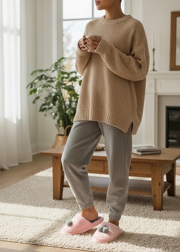 Kadın Pofuduk Ev Terliği Beyaz Stiletto Topuklu - Görsel 2