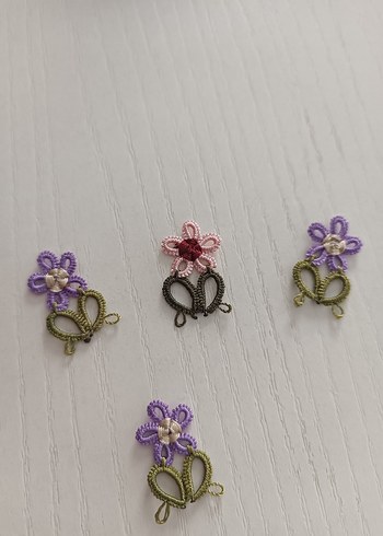 Pembe Dantel Çiçekli Örgü Saç Aksesuarı - Görsel 2