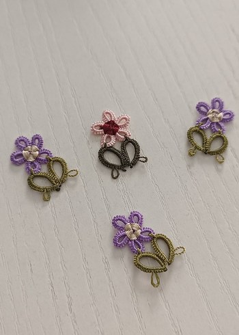 Pembe Dantel Çiçekli Örgü Saç Aksesuarı - Görsel 6