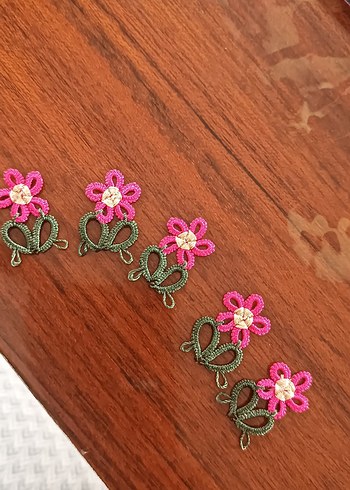 Pembe Dantel Çiçekli Örgü Saç Aksesuarı - Görsel 3