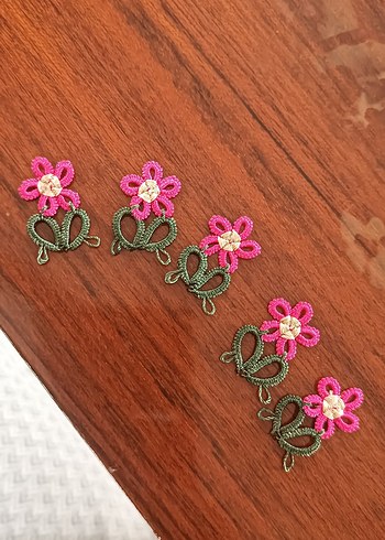 Pembe Dantel Çiçekli Örgü Saç Aksesuarı - Görsel 4