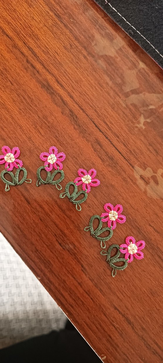 Pembe Dantel Çiçekli Örgü Saç Aksesuarı - Görsel 3