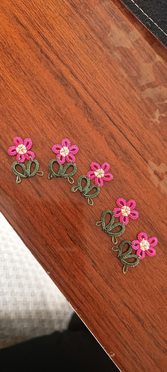 Pembe Dantel Çiçekli Örgü Saç Aksesuarı - Görsel 4