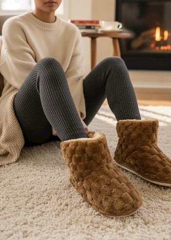 Kızlar için Örgü Sıcak Ev Terlikleri - Görsel 2