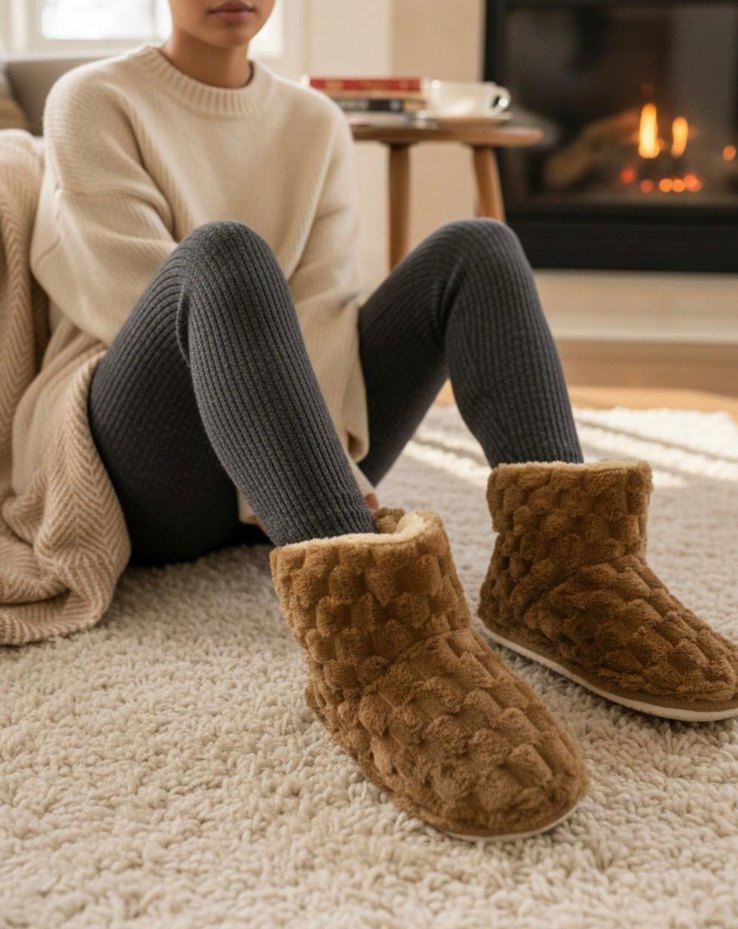 Kızlar için Örgü Sıcak Ev Terlikleri - Görsel 2