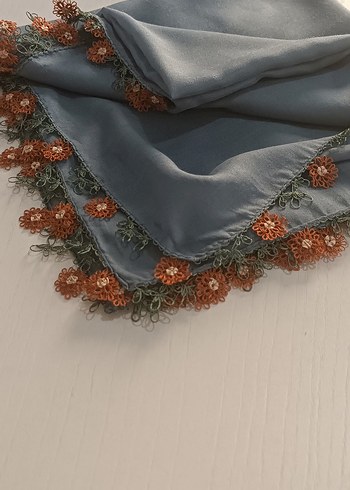 Dantel Detaylı Gri Kadın Fular - Görsel 7