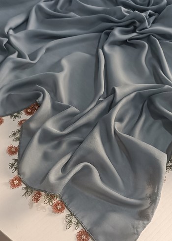 Dantel Detaylı Gri Kadın Fular - Görsel 11