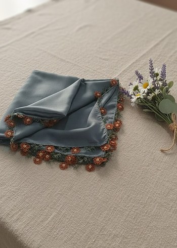 Dantel Detaylı Gri Kadın Fular - Görsel 18