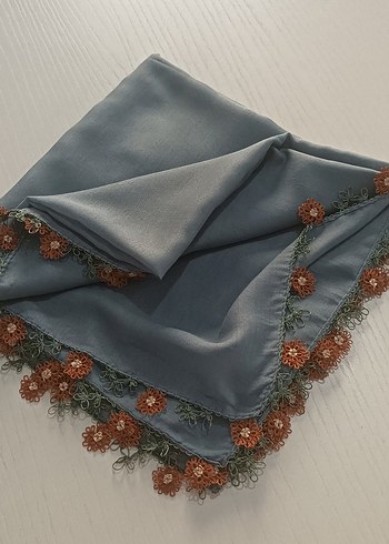 Dantel Detaylı Gri Kadın Fular - Görsel 5