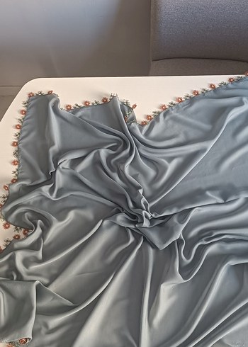 Dantel Detaylı Gri Kadın Fular - Görsel 12