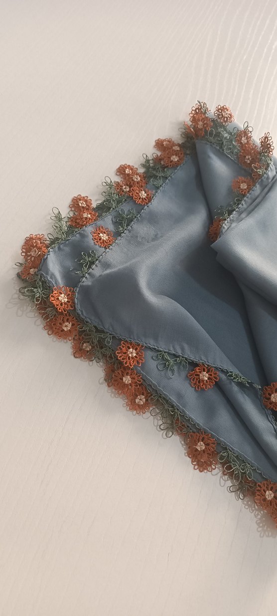 Dantel Detaylı Gri Kadın Fular - Görsel 4