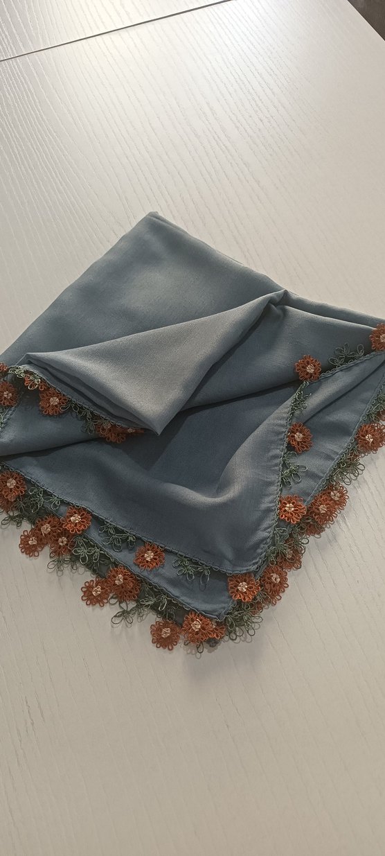 Dantel Detaylı Gri Kadın Fular - Görsel 5